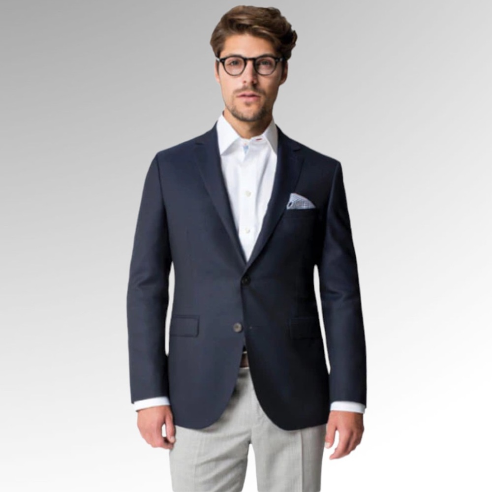PAUL BETENLY “RONALDO" Navy Solid Slim Fit Blazer Jacket Size 42L